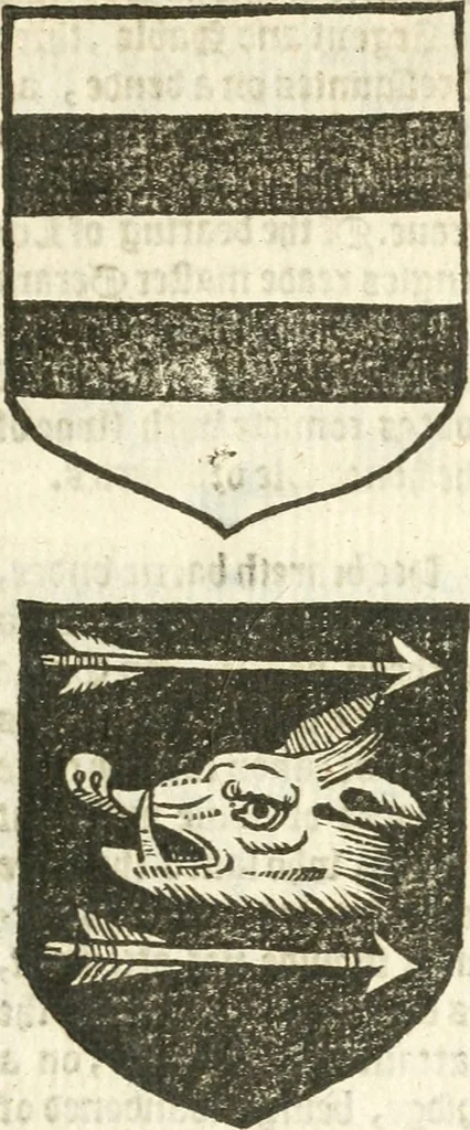 An illustration from Workes of armorie : deuyded into three bookes, entituled, the Concordes of armorie, the Armorie of honor, and of Coates and creastes, 1572, leaf 272