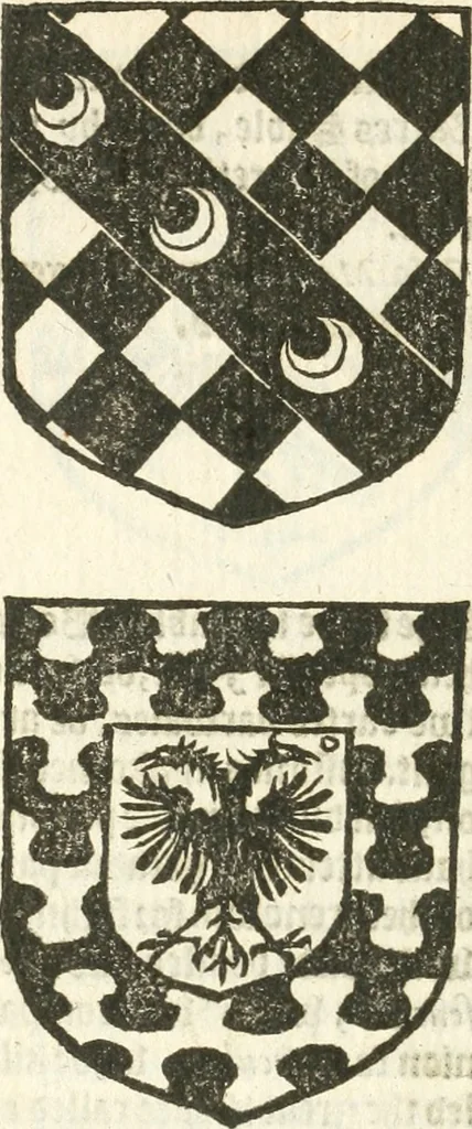 An illustration from Workes of armorie : deuyded into three bookes, entituled, the Concordes of armorie, the Armorie of honor, and of Coates and creastes, 1572, leaf 273