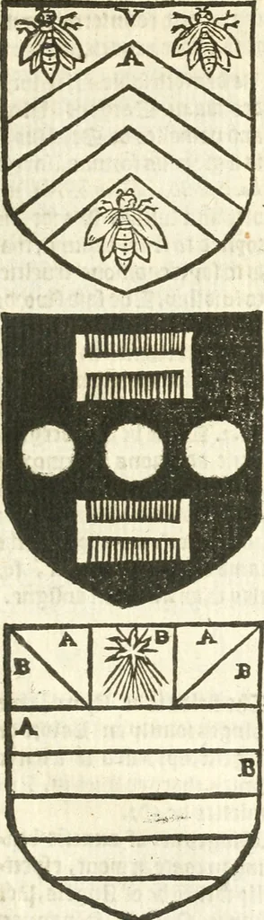 An illustration from Workes of armorie : deuyded into three bookes, entituled, the Concordes of armorie, the Armorie of honor, and of Coates and creastes, 1572, leaf 276