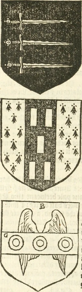 An illustration from Workes of armorie : deuyded into three bookes, entituled, the Concordes of armorie, the Armorie of honor, and of Coates and creastes, 1572, leaf 277