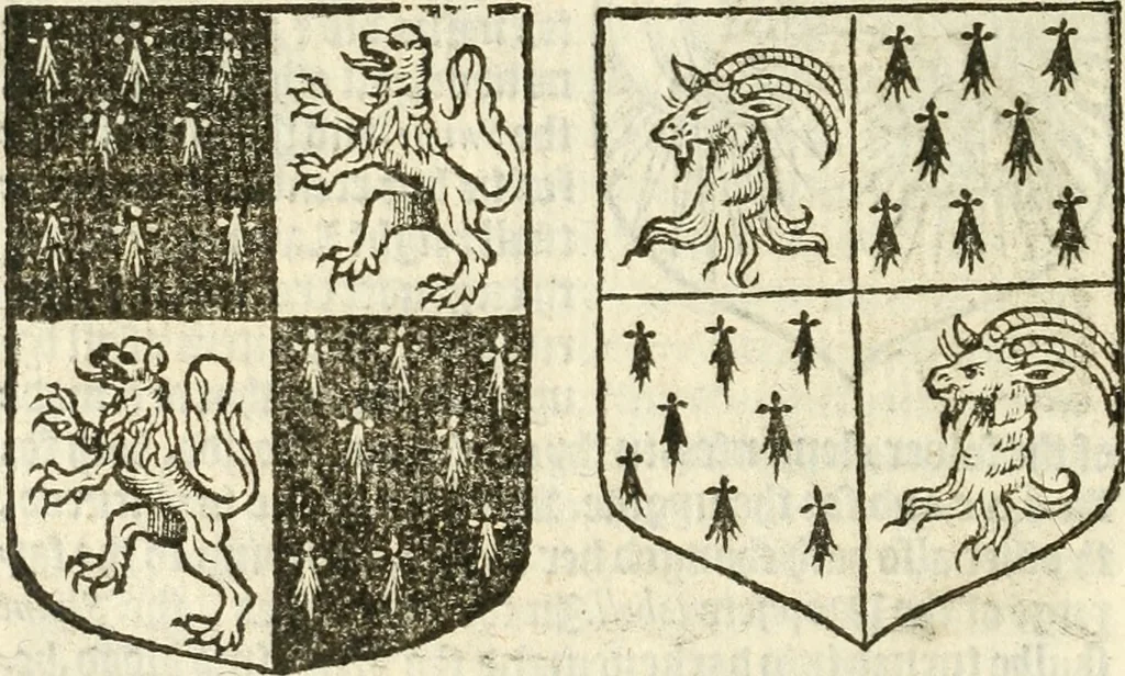 An illustration from Workes of armorie : deuyded into three bookes, entituled, the Concordes of armorie, the Armorie of honor, and of Coates and creastes, 1572, leaf 295