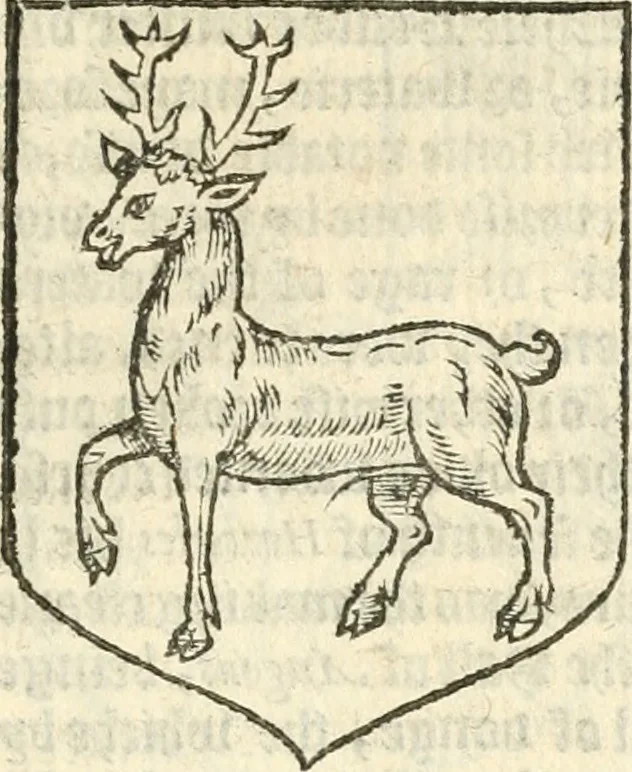 An illustration from Workes of armorie : deuyded into three bookes, entituled, the Concordes of armorie, the Armorie of honor, and of Coates and creastes, 1572, leaf 302