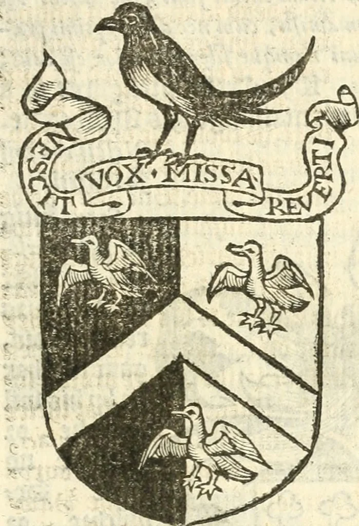An illustration from Workes of armorie : deuyded into three bookes, entituled, the Concordes of armorie, the Armorie of honor, and of Coates and creastes, 1572, leaf 314
