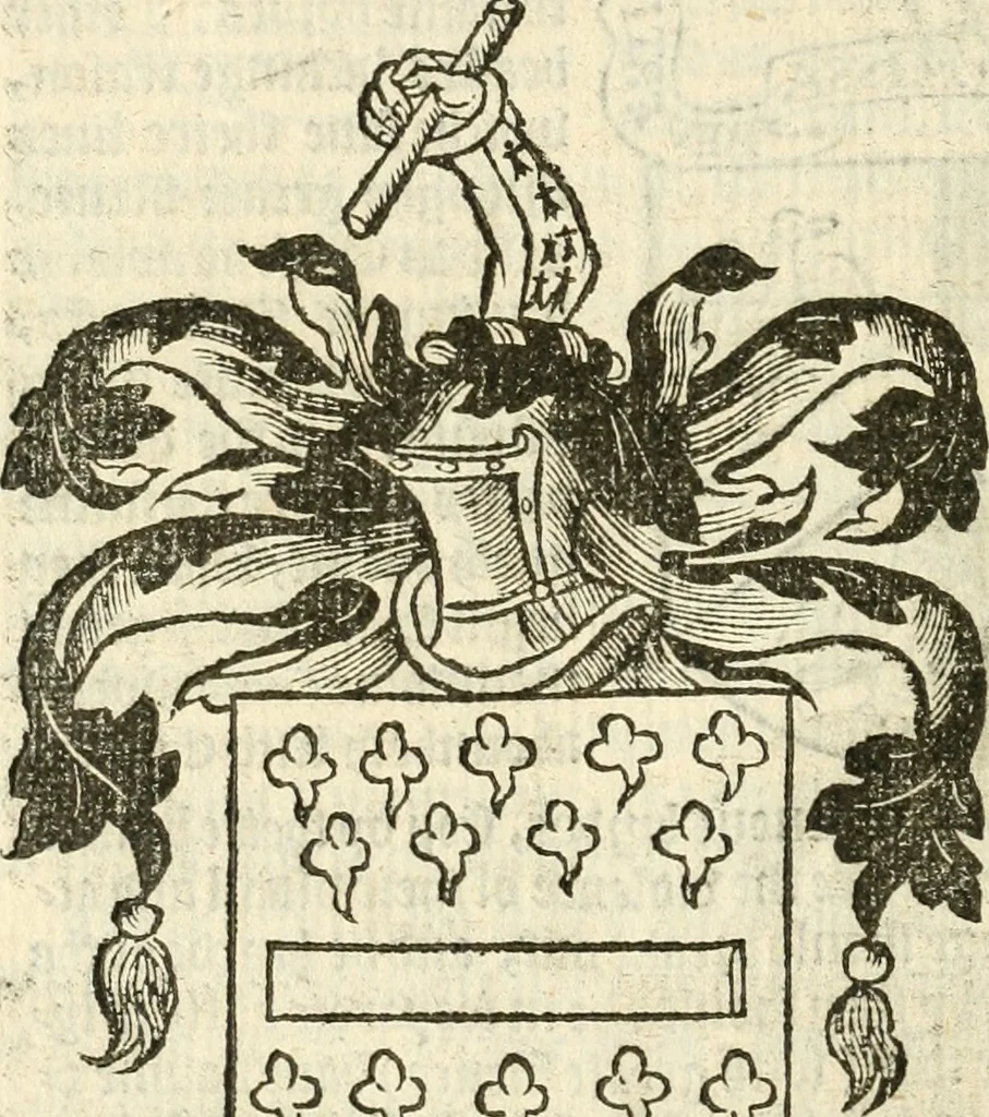 An illustration from Workes of armorie : deuyded into three bookes, entituled, the Concordes of armorie, the Armorie of honor, and of Coates and creastes, 1572, leaf 315