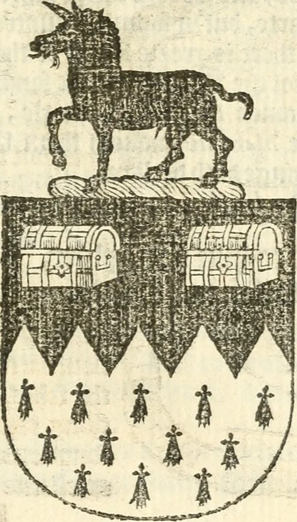An illustration from Workes of armorie : deuyded into three bookes, entituled, the Concordes of armorie, the Armorie of honor, and of Coates and creastes, 1572, leaf 316