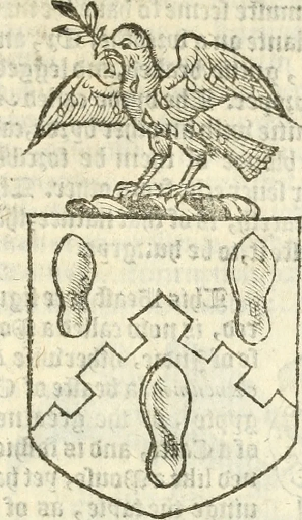 An illustration from Workes of armorie : deuyded into three bookes, entituled, the Concordes of armorie, the Armorie of honor, and of Coates and creastes, 1572, leaf 318