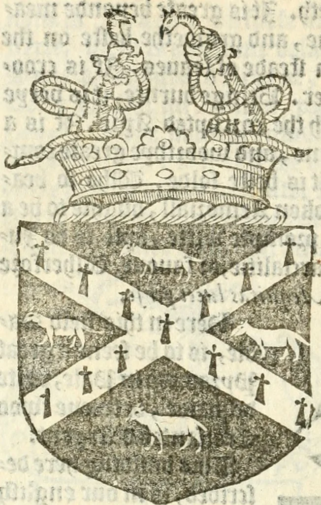 An illustration from Workes of armorie : deuyded into three bookes, entituled, the Concordes of armorie, the Armorie of honor, and of Coates and creastes, 1572, leaf 321