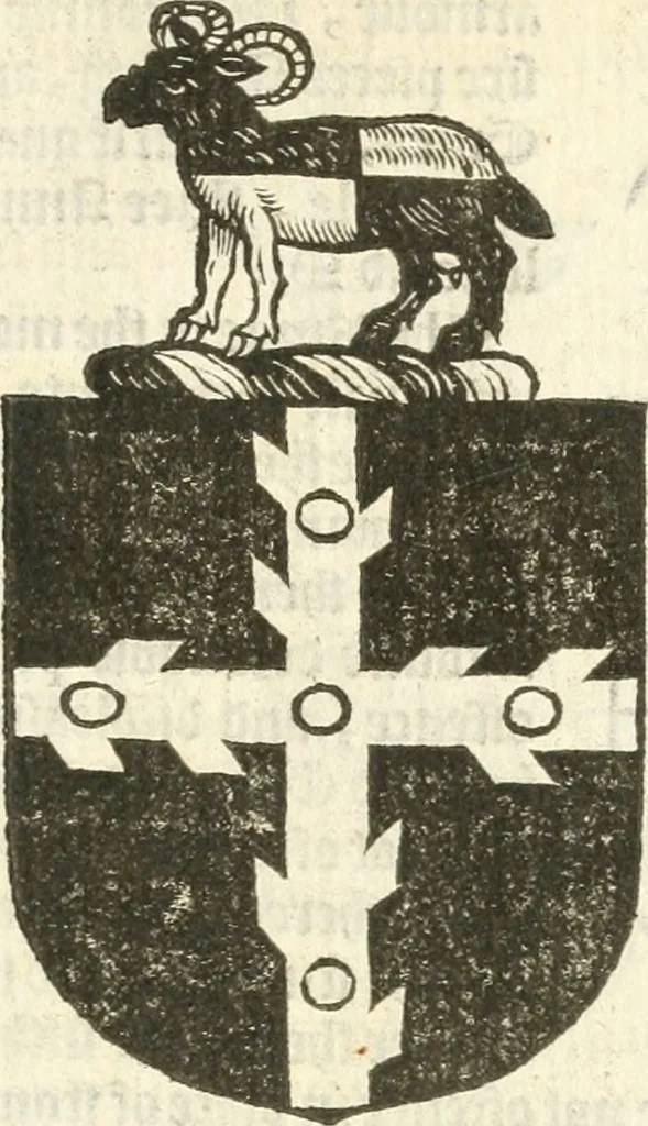 An illustration from Workes of armorie : deuyded into three bookes, entituled, the Concordes of armorie, the Armorie of honor, and of Coates and creastes, 1572, leaf 322