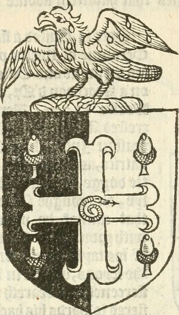 An illustration from Workes of armorie : deuyded into three bookes, entituled, the Concordes of armorie, the Armorie of honor, and of Coates and creastes, 1572, leaf 325