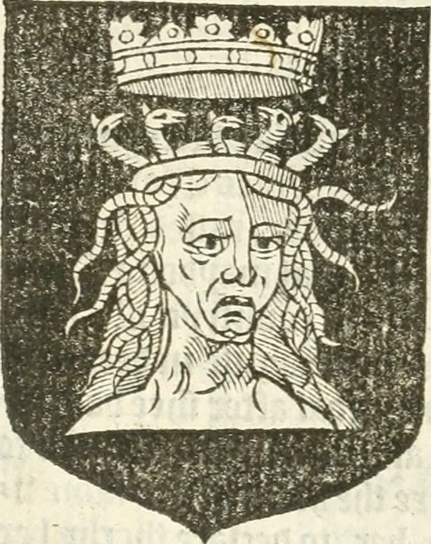 An illustration from Workes of armorie : deuyded into three bookes, entituled, the Concordes of armorie, the Armorie of honor, and of Coates and creastes, 1572, leaf 329