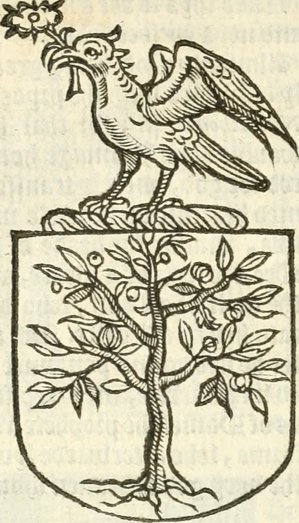 An illustration from Workes of armorie : deuyded into three bookes, entituled, the Concordes of armorie, the Armorie of honor, and of Coates and creastes, 1572, leaf 331