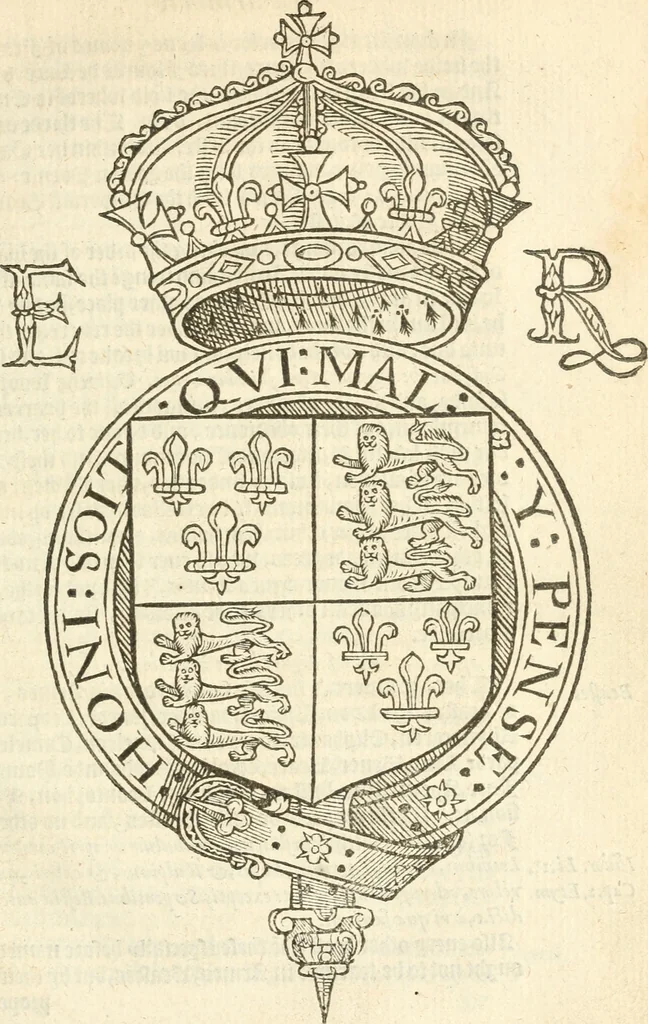 An illustration from Workes of armorie : deuyded into three bookes, entituled, the Concordes of armorie, the Armorie of honor, and of Coates and creastes, 1572, leaf 52