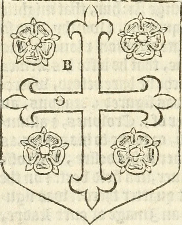 An illustration from Workes of armorie : deuyded into three bookes, entituled, the Concordes of armorie, the Armorie of honor, and of Coates and creastes, 1572, leaf 57