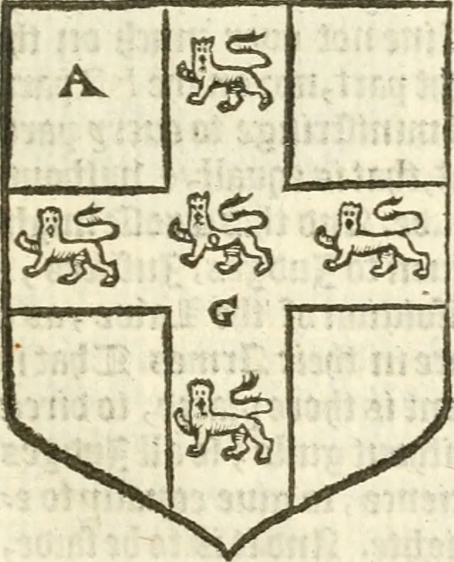 An illustration from Workes of armorie : deuyded into three bookes, entituled, the Concordes of armorie, the Armorie of honor, and of Coates and creastes, 1572, leaf 60