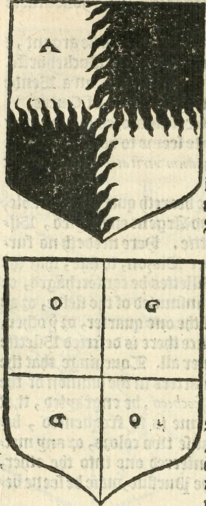 An illustration from Workes of armorie : deuyded into three bookes, entituled, the Concordes of armorie, the Armorie of honor, and of Coates and creastes, 1572, leaf 67