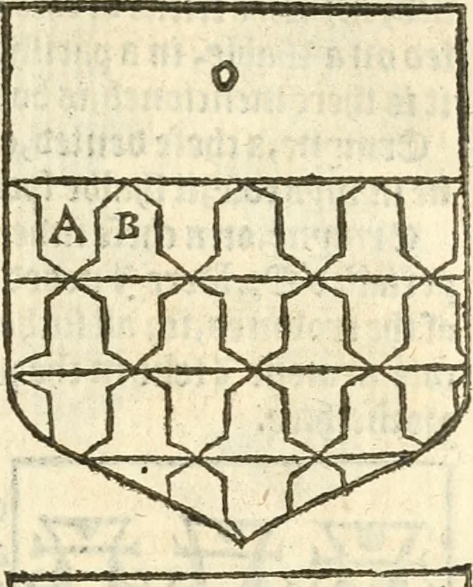 An illustration from Workes of armorie : deuyded into three bookes, entituled, the Concordes of armorie, the Armorie of honor, and of Coates and creastes, 1572, leaf 72