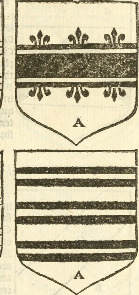 An illustration from Workes of armorie : deuyded into three bookes, entituled, the Concordes of armorie, the Armorie of honor, and of Coates and creastes, 1572, leaf 78