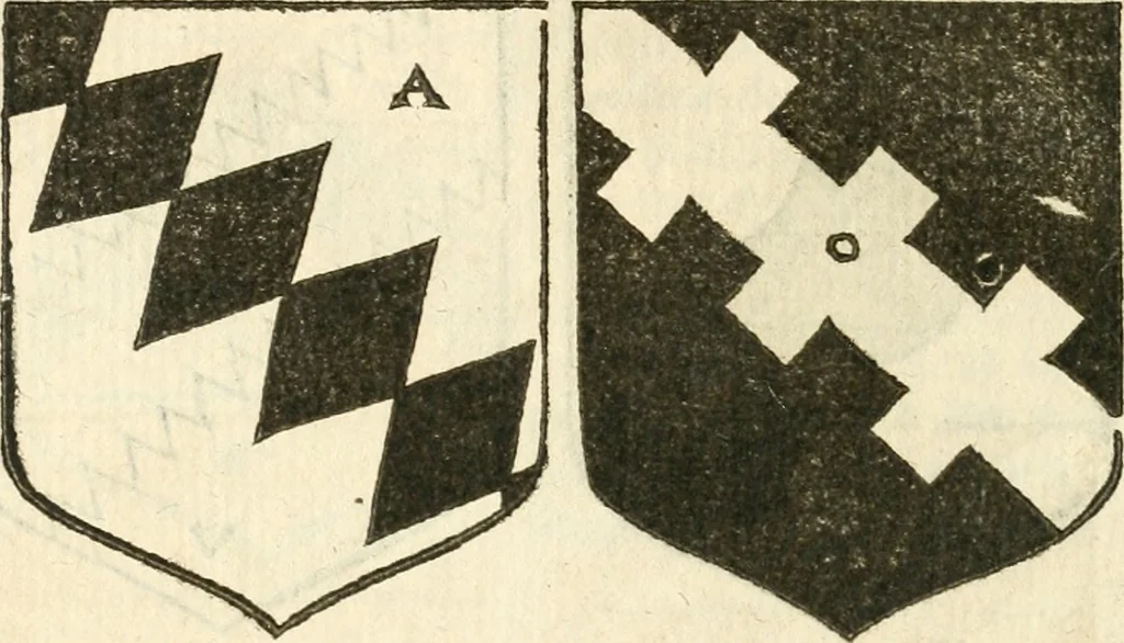 An illustration from Workes of armorie : deuyded into three bookes, entituled, the Concordes of armorie, the Armorie of honor, and of Coates and creastes, 1572, leaf 81