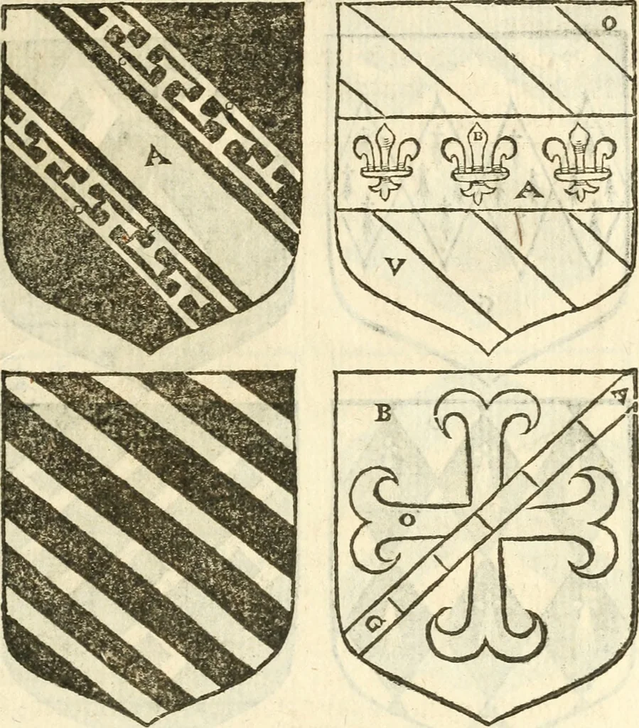 An illustration from Workes of armorie : deuyded into three bookes, entituled, the Concordes of armorie, the Armorie of honor, and of Coates and creastes, 1572, leaf 82
