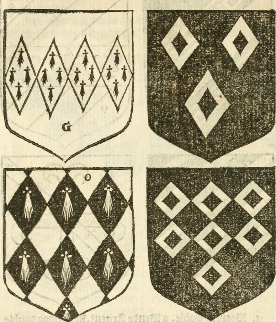 An illustration from Workes of armorie : deuyded into three bookes, entituled, the Concordes of armorie, the Armorie of honor, and of Coates and creastes, 1572, leaf 83