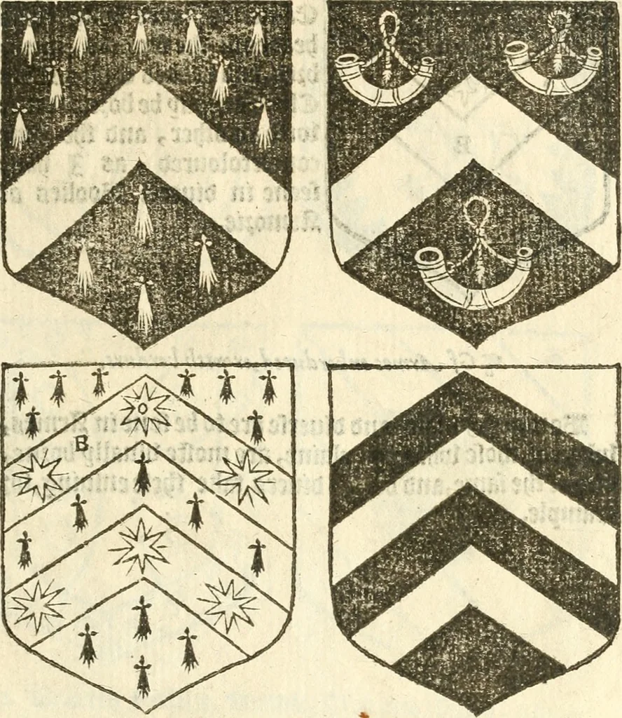 An illustration from Workes of armorie : deuyded into three bookes, entituled, the Concordes of armorie, the Armorie of honor, and of Coates and creastes, 1572, leaf 84