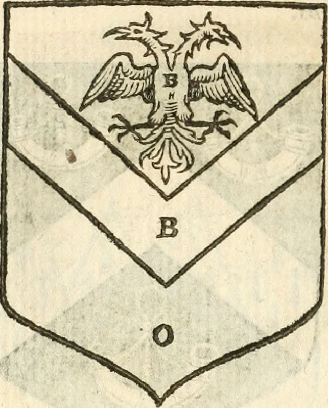 An illustration from Workes of armorie : deuyded into three bookes, entituled, the Concordes of armorie, the Armorie of honor, and of Coates and creastes, 1572, leaf 85