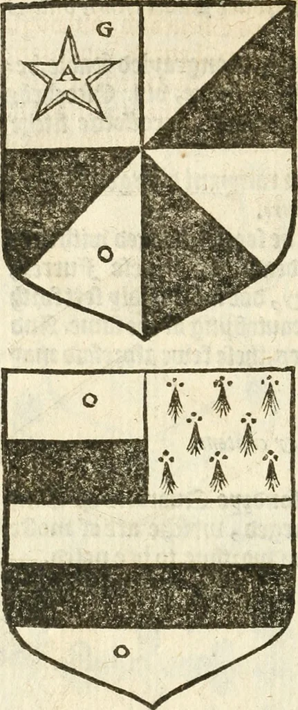 An illustration from Workes of armorie : deuyded into three bookes, entituled, the Concordes of armorie, the Armorie of honor, and of Coates and creastes, 1572, leaf 89