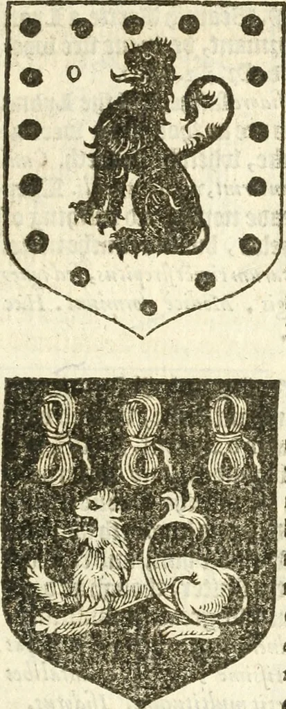 An illustration from Workes of armorie : deuyded into three bookes, entituled, the Concordes of armorie, the Armorie of honor, and of Coates and creastes, 1572, leaf 98