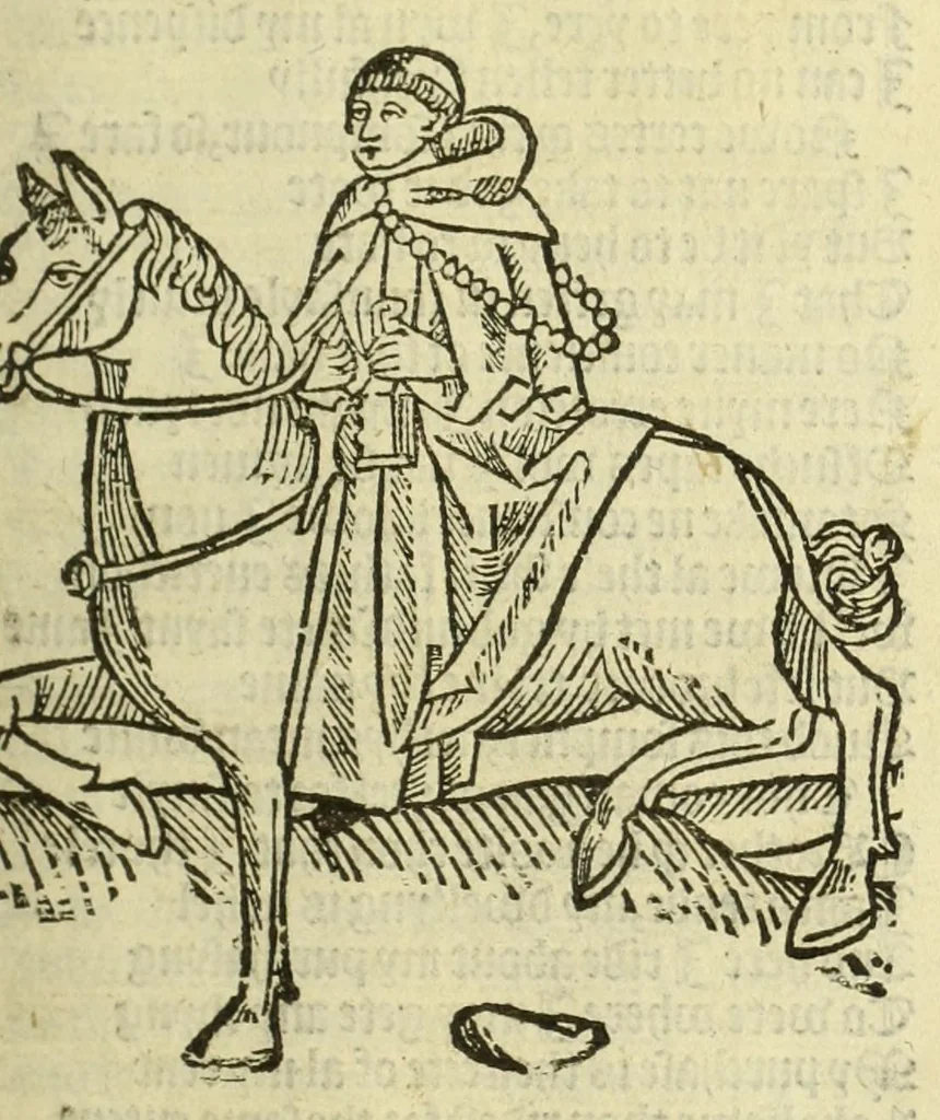 An illustration from The workes of Geffray Chaucer : newlye printed, wyth dyuers workes whych were neuer in print before : as in the table more playnly doth appere, 1542, leaf 109