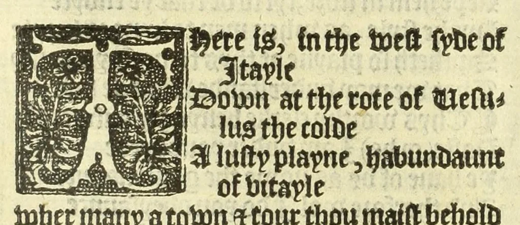 An illustration from The workes of Geffray Chaucer : newlye printed, wyth dyuers workes whych were neuer in print before : as in the table more playnly doth appere, 1542, leaf 120