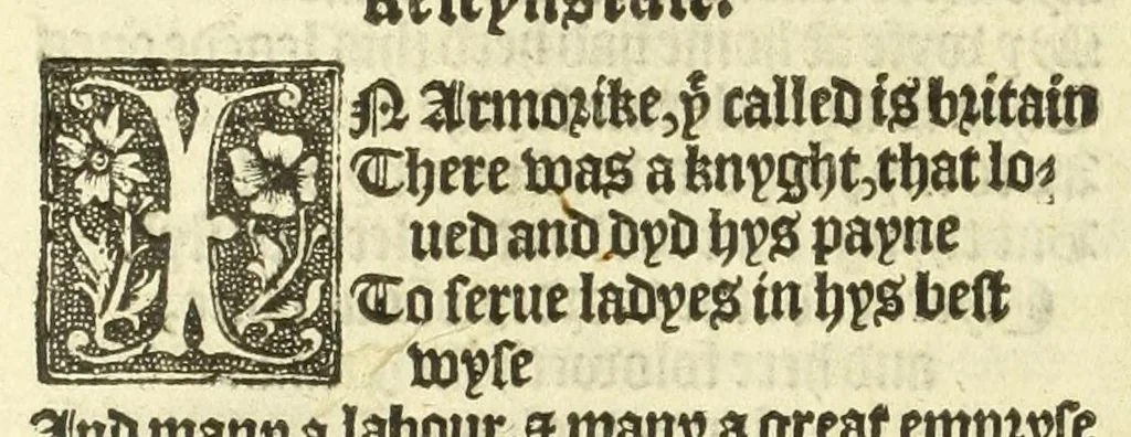 An illustration from The workes of Geffray Chaucer : newlye printed, wyth dyuers workes whych were neuer in print before : as in the table more playnly doth appere, 1542, leaf 134
