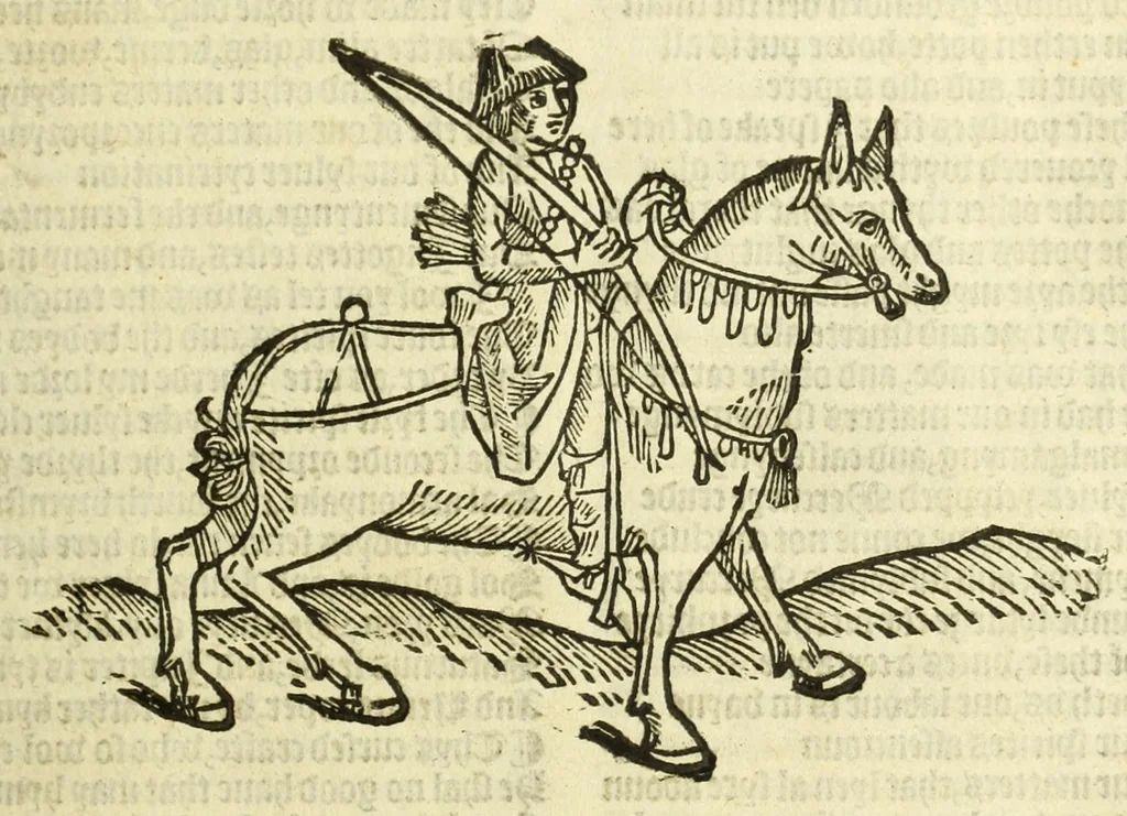 An illustration from The workes of Geffray Chaucer : newlye printed, wyth dyuers workes whych were neuer in print before : as in the table more playnly doth appere, 1542, leaf 151