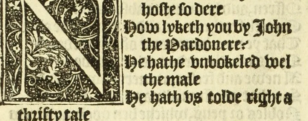 An illustration from The workes of Geffray Chaucer : newlye printed, wyth dyuers workes whych were neuer in print before : as in the table more playnly doth appere, 1542, leaf 170