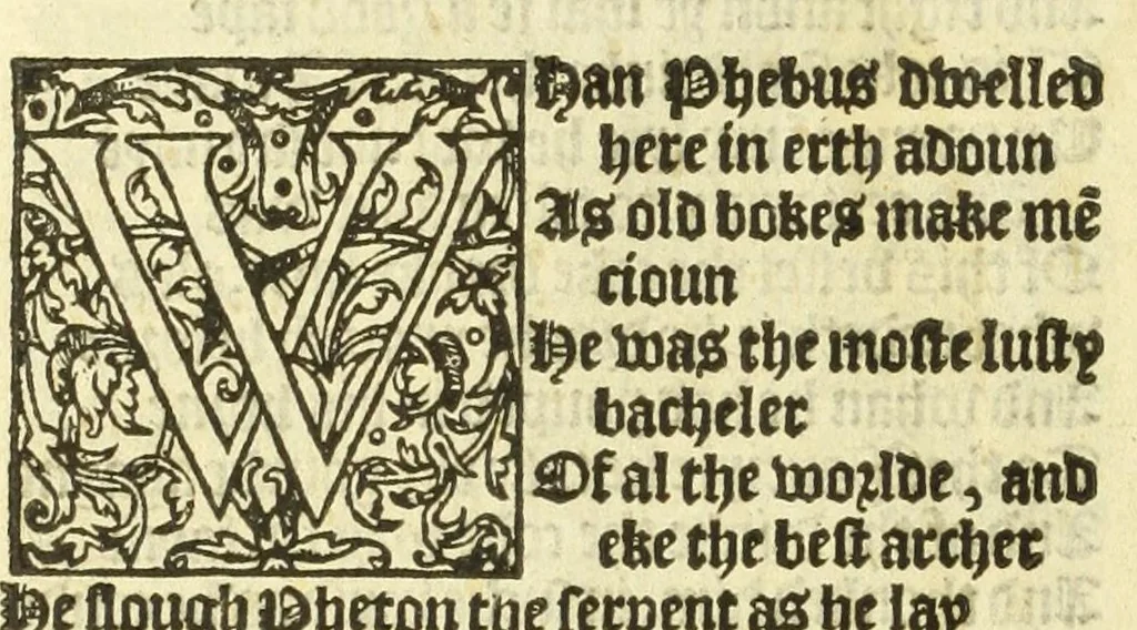 An illustration from The workes of Geffray Chaucer : newlye printed, wyth dyuers workes whych were neuer in print before : as in the table more playnly doth appere, 1542, leaf 220