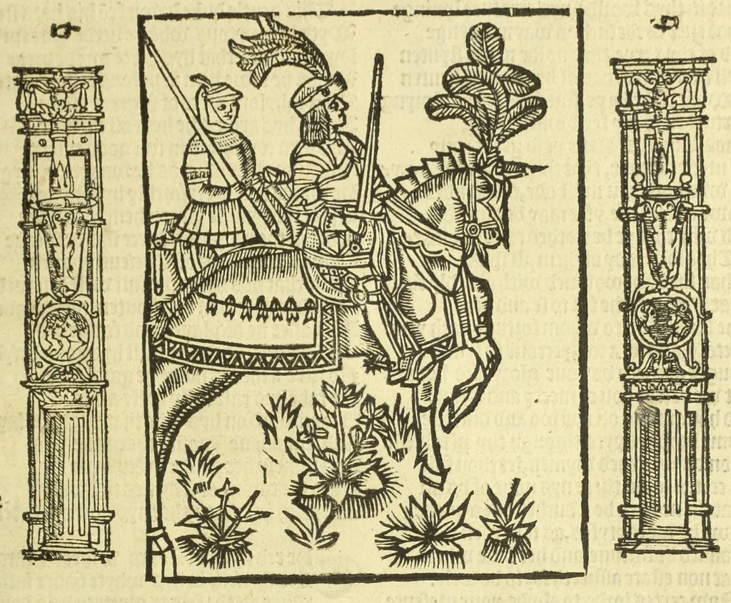 An illustration from The workes of Geffray Chaucer : newlye printed, wyth dyuers workes whych were neuer in print before : as in the table more playnly doth appere, 1542, leaf 25