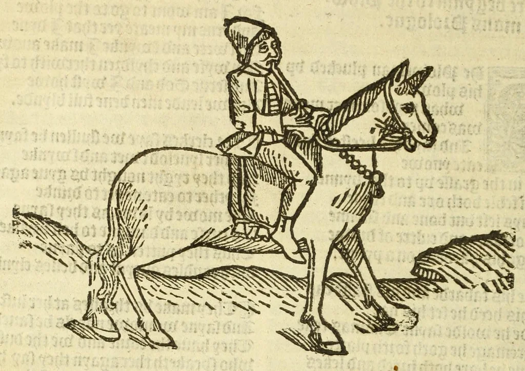 An illustration from The workes of Geffray Chaucer : newlye printed, wyth dyuers workes whych were neuer in print before : as in the table more playnly doth appere, 1542, leaf 262