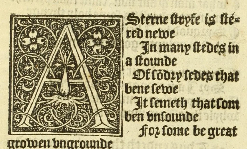 An illustration from The workes of Geffray Chaucer : newlye printed, wyth dyuers workes whych were neuer in print before : as in the table more playnly doth appere, 1542, leaf 262