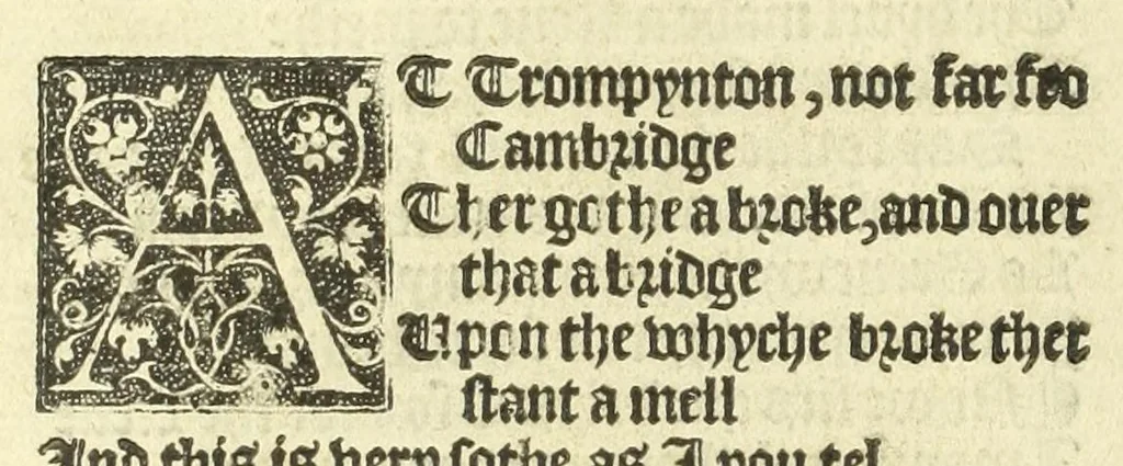 An illustration from The workes of Geffray Chaucer : newlye printed, wyth dyuers workes whych were neuer in print before : as in the table more playnly doth appere, 1542, leaf 56
