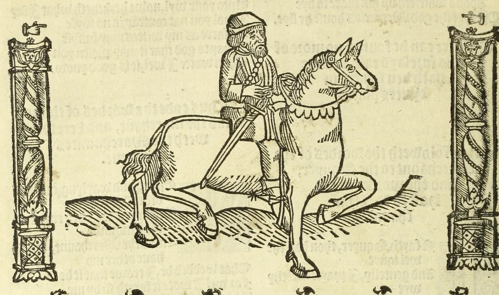 An illustration from The workes of Geffray Chaucer : newlye printed, wyth dyuers workes whych were neuer in print before : as in the table more playnly doth appere, 1542, leaf 84