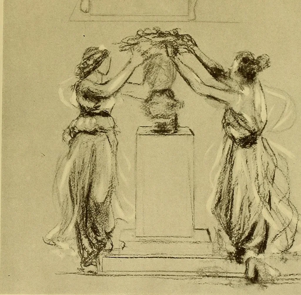 An illustration from The work of Emil Fuchs; illustrating some of his representative paintings, sculpture, medals and studies. Issued on the occasion of an exhibition of his works under the auspices of Messrs. Cartier, February 7th to March 5th,1921. New York city, 1921, leaf 128