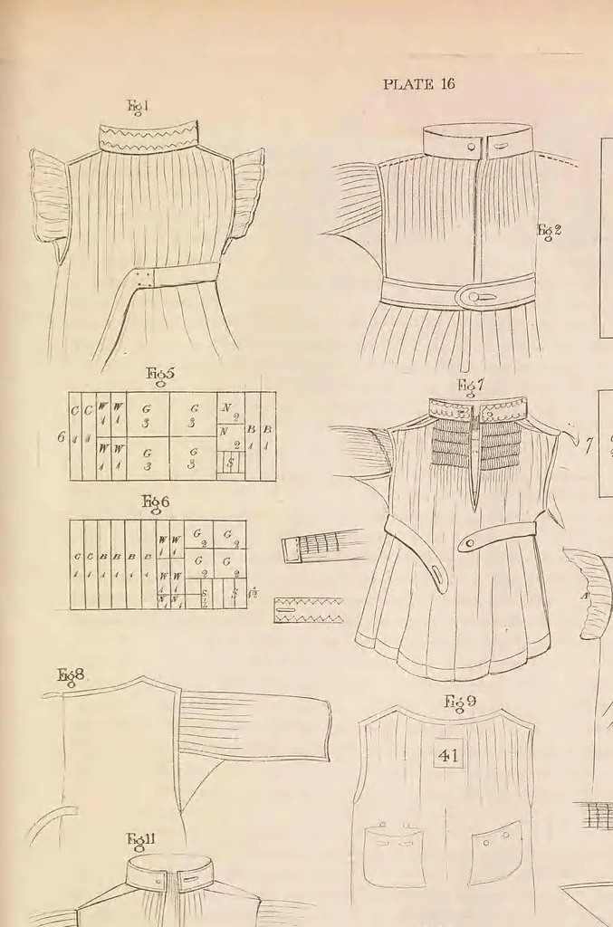 An illustration from The workwoman's guide : containing instructions to the inexperienced in cutting out and completing those articles of wearing apparel, &c. which are ususally made at home : also, explanations on upholstery, straw- platting, bonnet-making, knitting, &c., 1838, leaf 175
