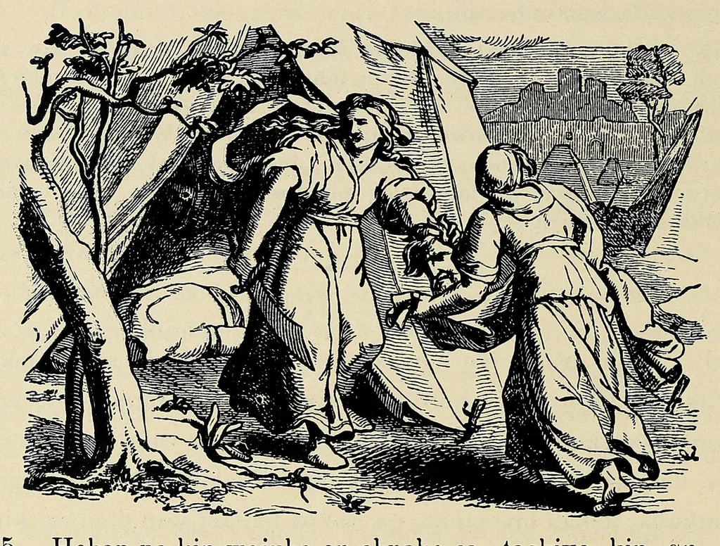 An illustration from Wowapi wakan ptecedan oyakapi kin. Bible history in the Sioux Indian language, 1897, leaf 130
