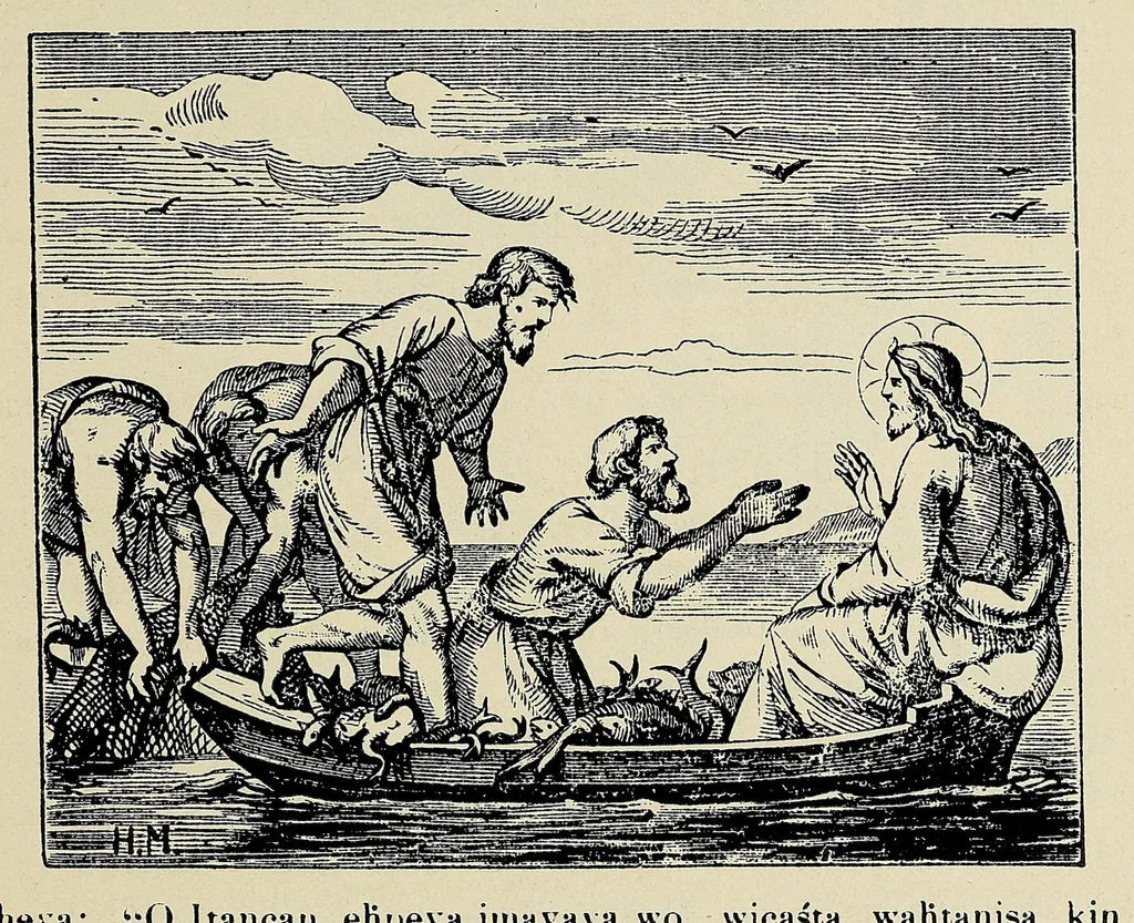 An illustration from Wowapi wakan ptecedan oyakapi kin. Bible history in the Sioux Indian language, 1897, leaf 163
