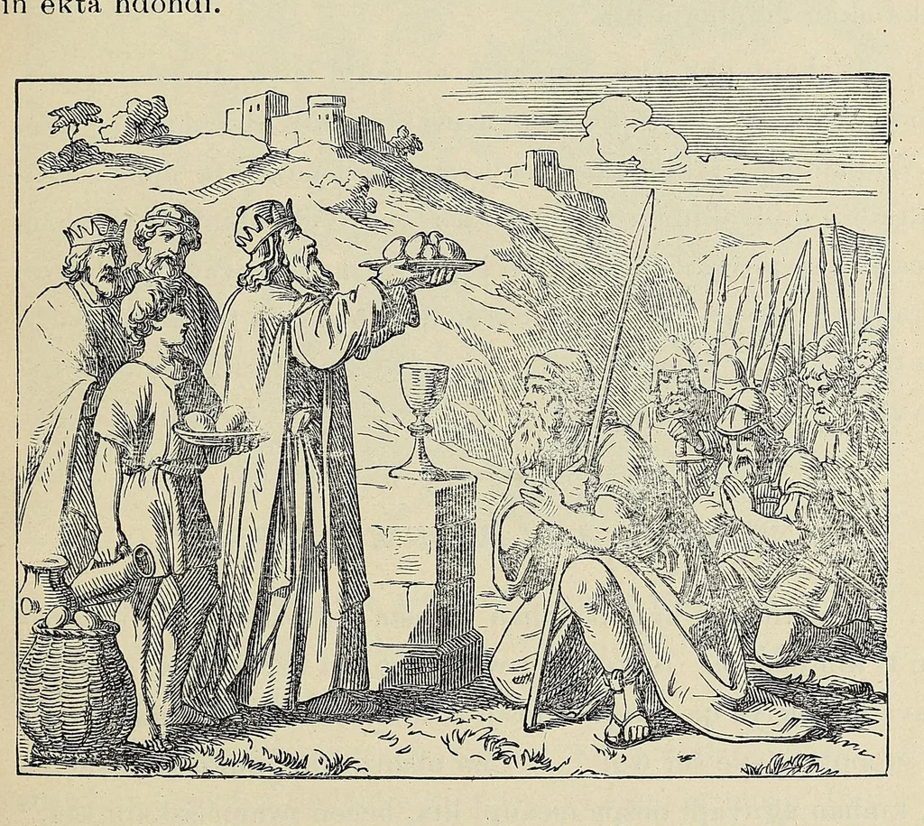 An illustration from Wowapi wakan ptecedan oyakapi kin. Bible history in the Sioux Indian language, 1897, leaf 27