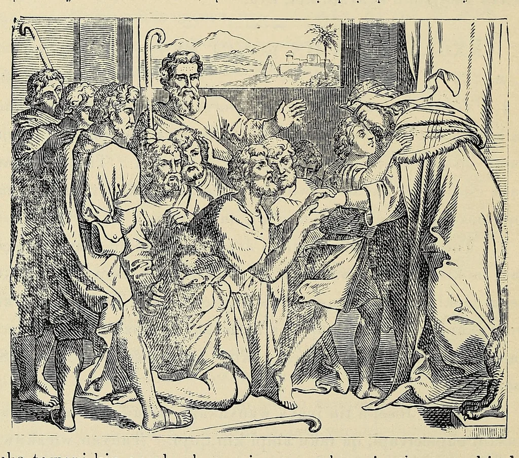 An illustration from Wowapi wakan ptecedan oyakapi kin. Bible history in the Sioux Indian language, 1897, leaf 46