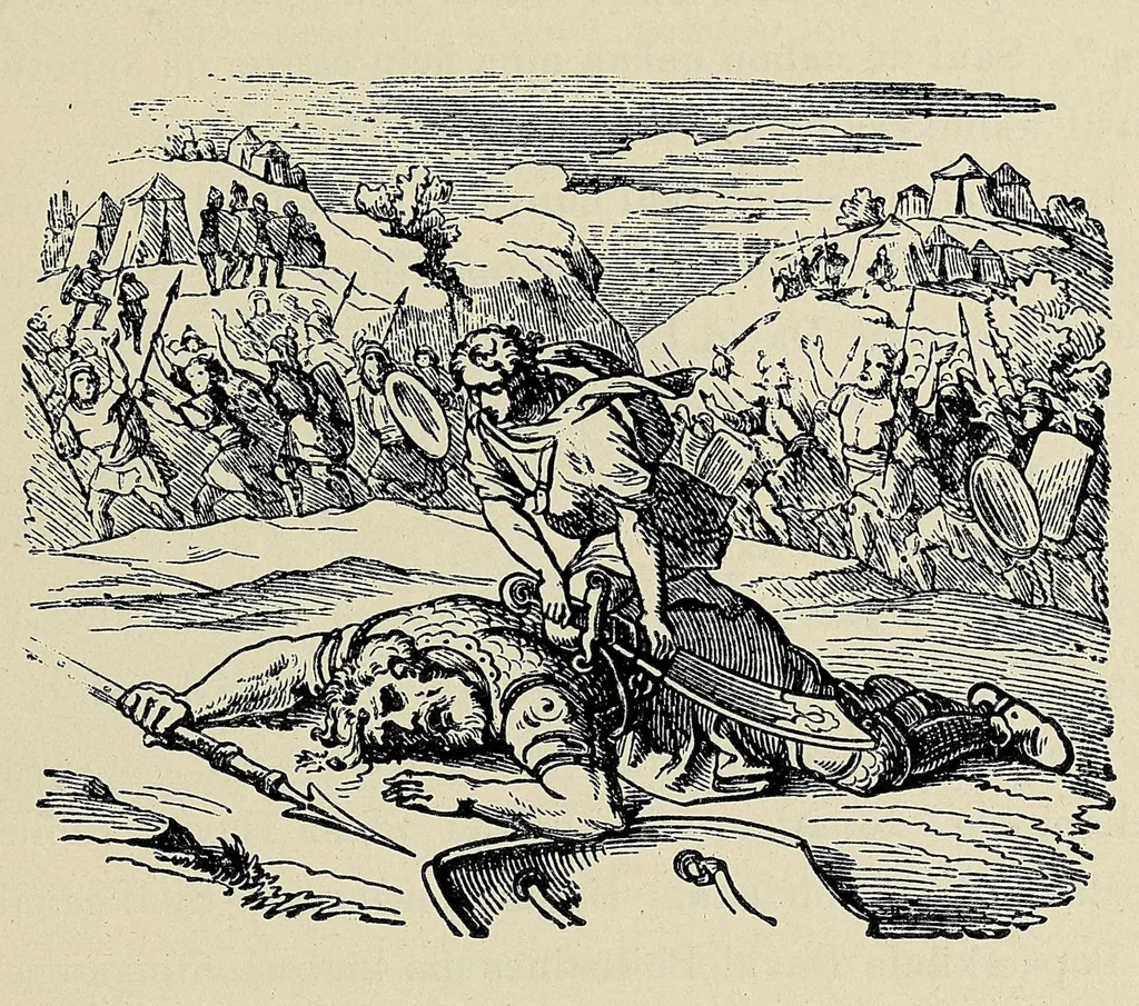 An illustration from Wowapi wakan ptecedan oyakapi kin. Bible history in the Sioux Indian language, 1897, leaf 81