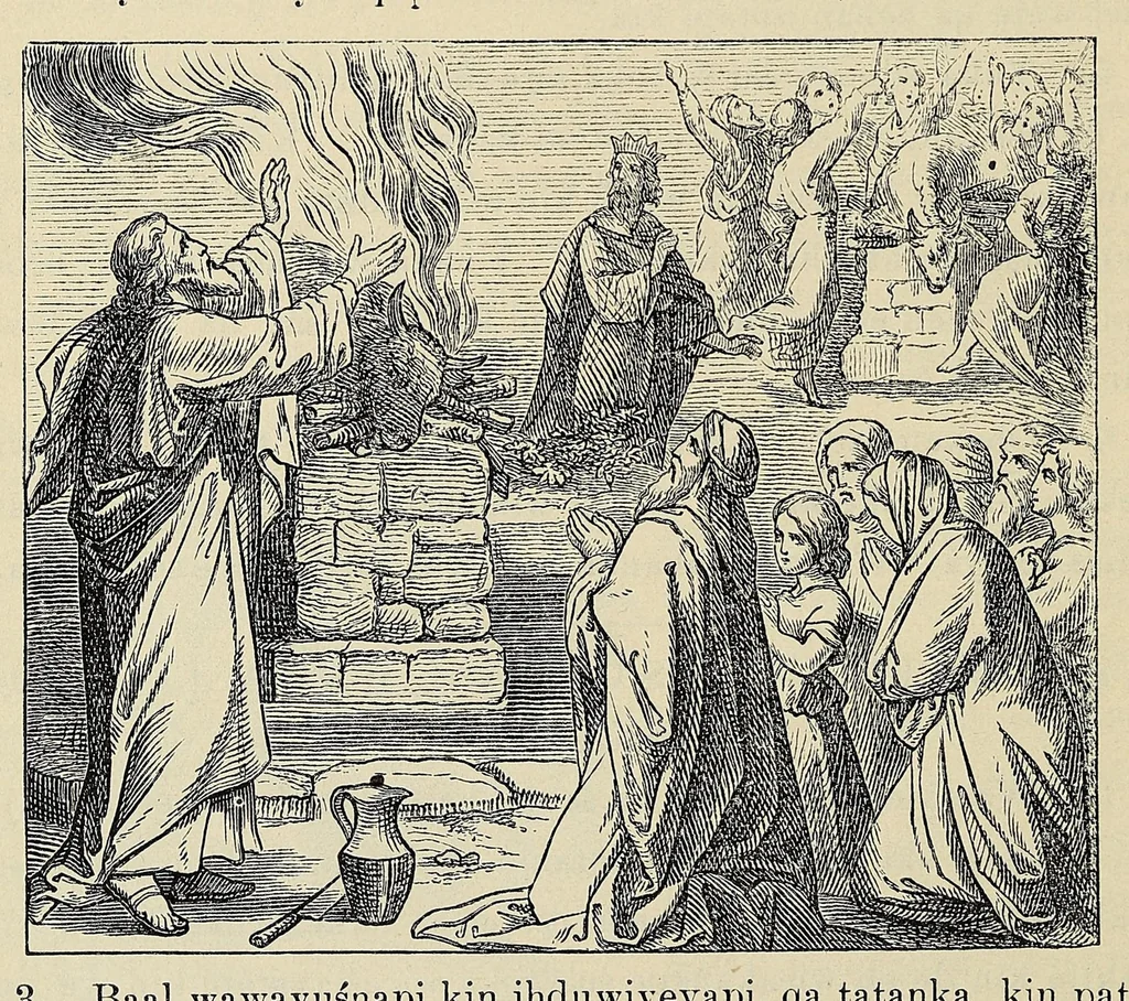An illustration from Wowapi wakan ptecedan oyakapi kin. Bible history in the Sioux Indian language, 1897, leaf 98