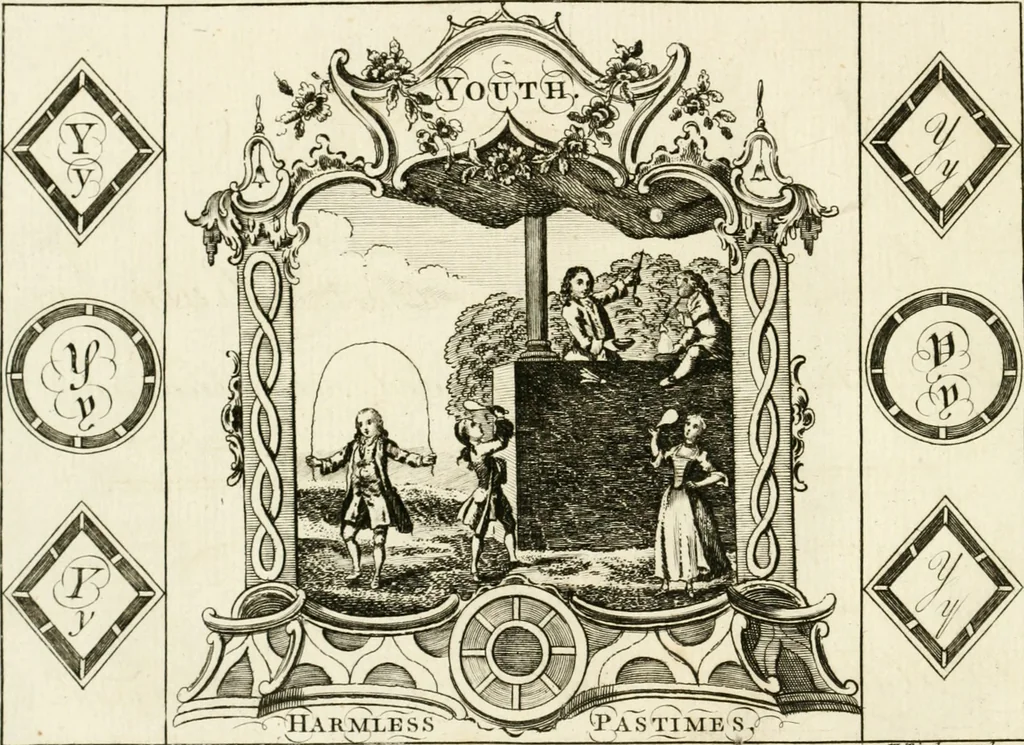An illustration from Writing and drawing made easy, amusing and instructive : containing the whole alphabet in all the characters now us'd, both in printing and penmanship : each illustrated by emblematic devices and moral copies : calculated for the user of schools and curiously engraved by the best hands ..., 1750, leaf 103