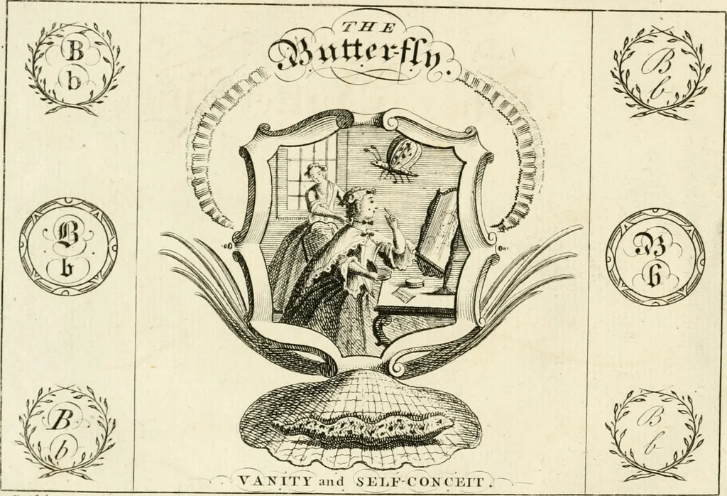 An illustration from Writing and drawing made easy, amusing and instructive : containing the whole alphabet in all the characters now us'd, both in printing and penmanship : each illustrated by emblematic devices and moral copies : calculated for the user of schools and curiously engraved by the best hands ..., 1750, leaf 19