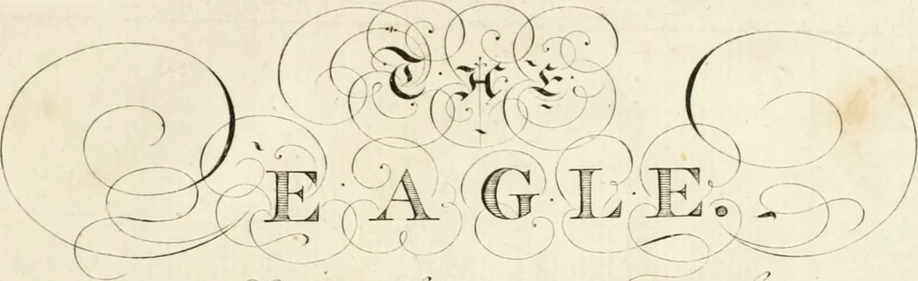 An illustration from Writing and drawing made easy, amusing and instructive : containing the whole alphabet in all the characters now us'd, both in printing and penmanship : each illustrated by emblematic devices and moral copies : calculated for the user of schools and curiously engraved by the best hands ..., 1750, leaf 32